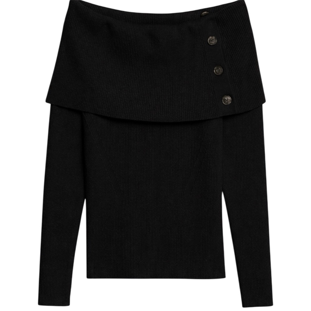 Banana Republic Black Off-Shoulder Sweater Size Large